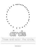 Trace and color the circle Handwriting Sheet