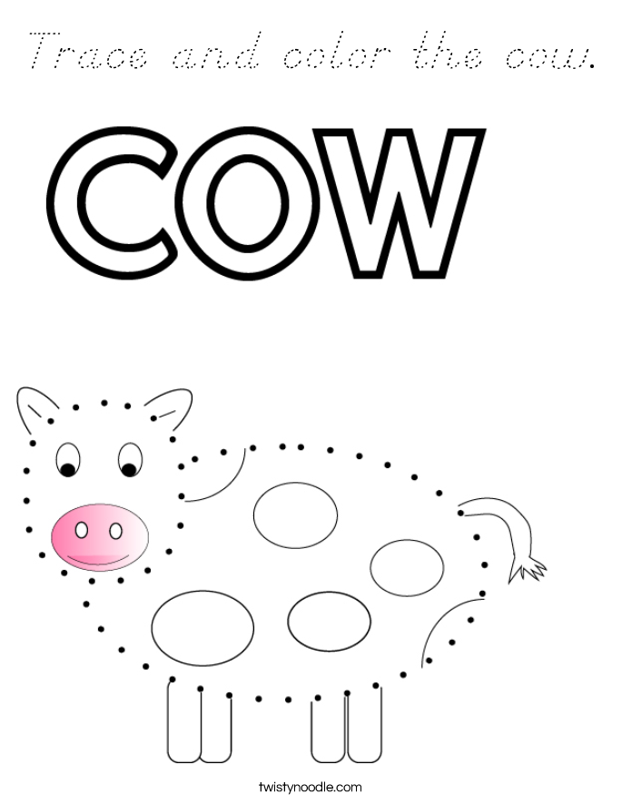 Trace and color the cow. Coloring Page