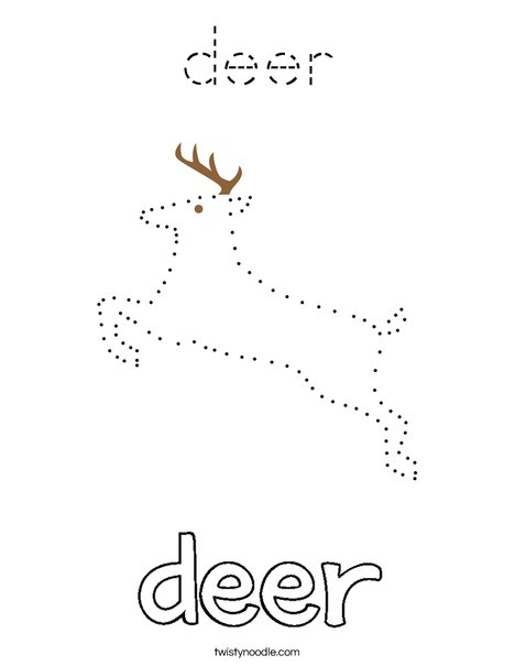 Trace and color the deer. Coloring Page