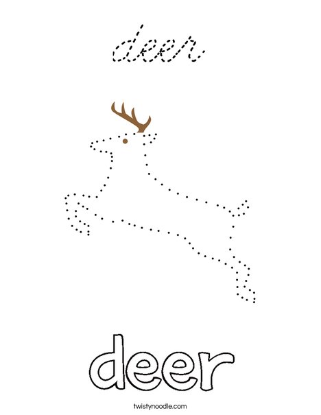 Trace and color the deer. Coloring Page
