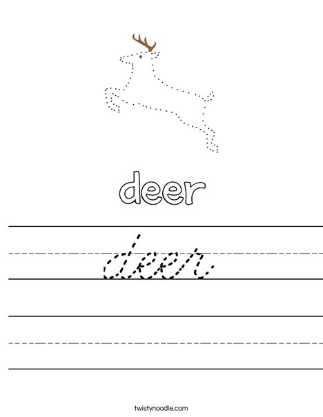 Trace and color the deer. Worksheet
