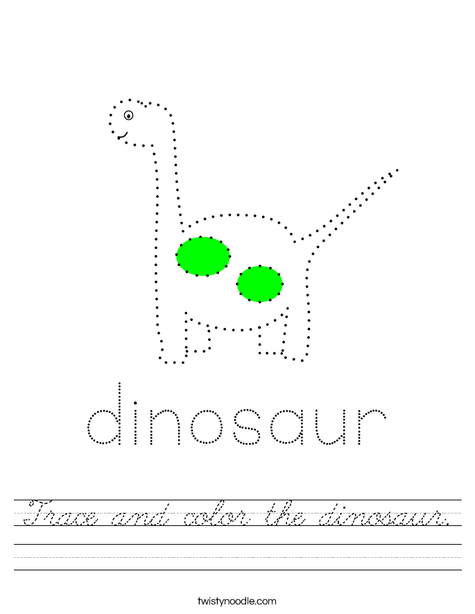 Trace and color the dinosaur. Worksheet