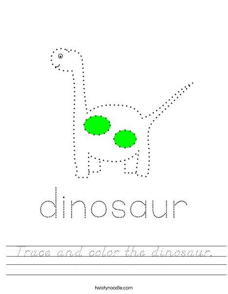 Trace and color the dinosaur. Worksheet