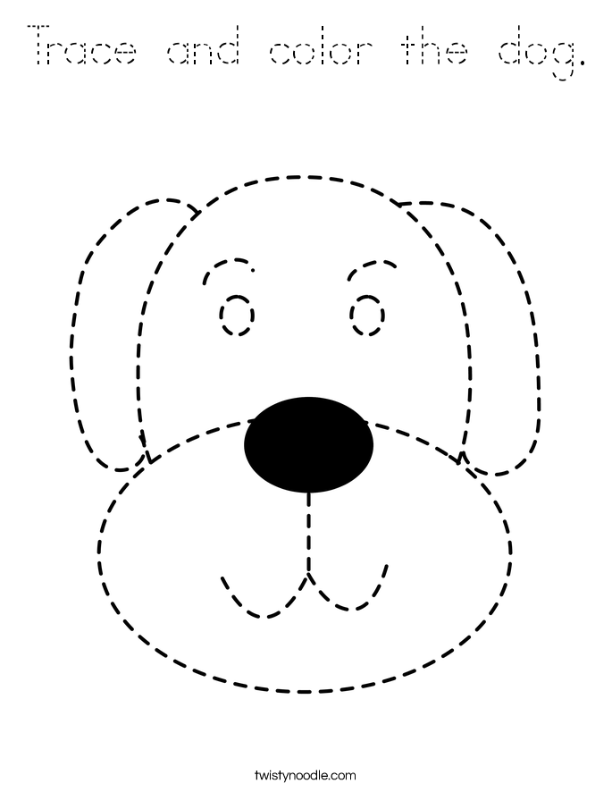 Trace and color the dog. Coloring Page