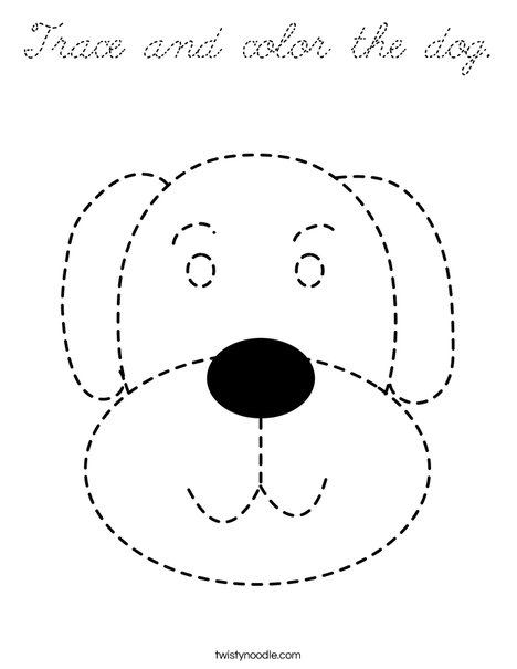 Trace and color the dog. Coloring Page
