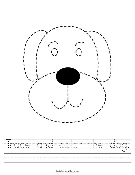 Trace and color the dog Worksheet - Twisty Noodle