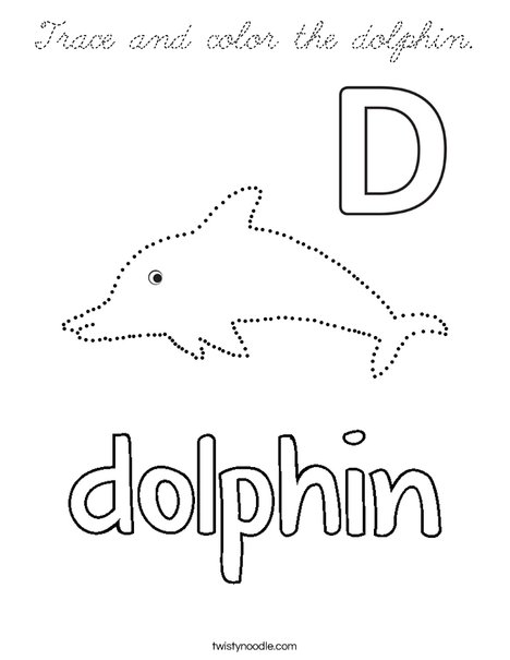Trace and color the dolphin. Coloring Page