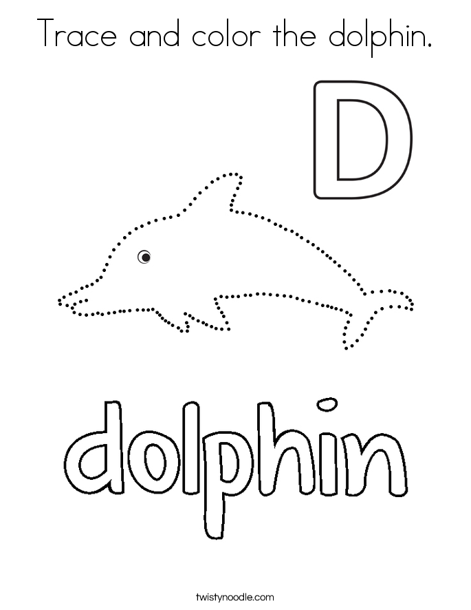 Trace and color the dolphin Coloring Page - Twisty Noodle