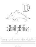 Trace and color the dolphin. Worksheet