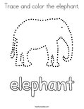 Trace and color the elephant. Coloring Page