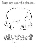 Trace and color the elephant Coloring Page