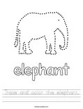 Trace and color the elephant Coloring Page - Twisty Noodle