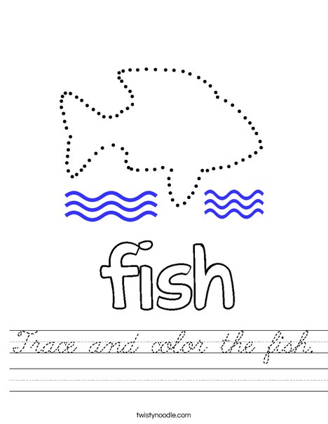 Trace and color the fish. Worksheet
