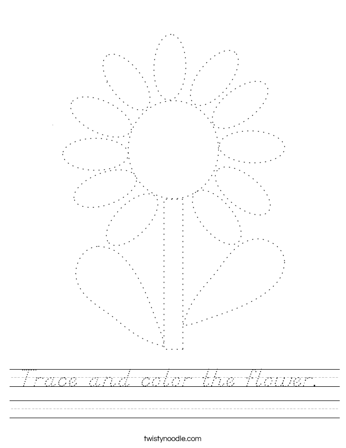 Trace and color the flower.  Worksheet