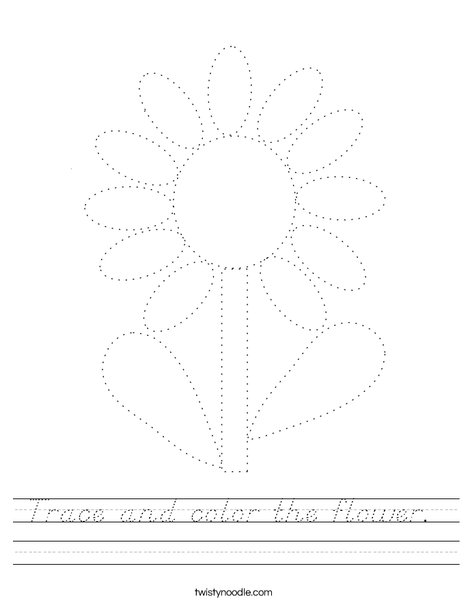 Trace and color the flower. Worksheet