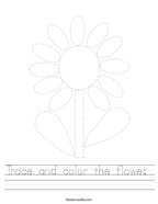 Trace and color the flower  Handwriting Sheet