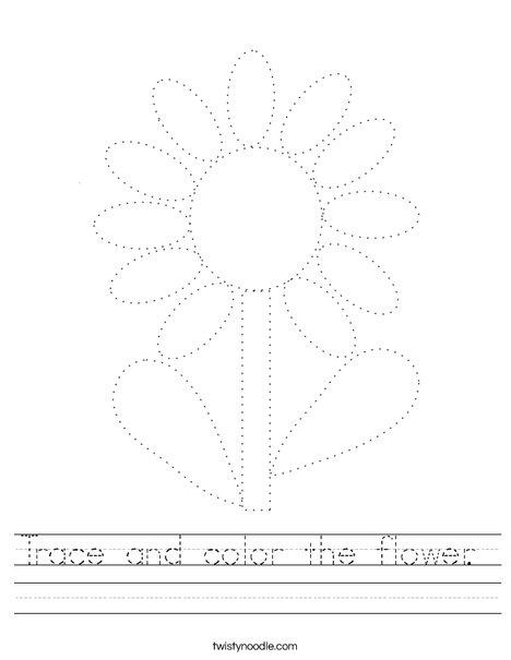 Trace and color the flower. Worksheet