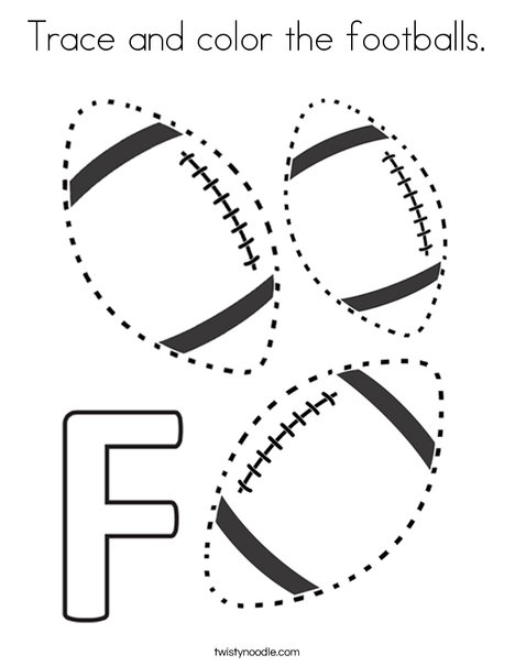 Trace and color the footballs. Coloring Page