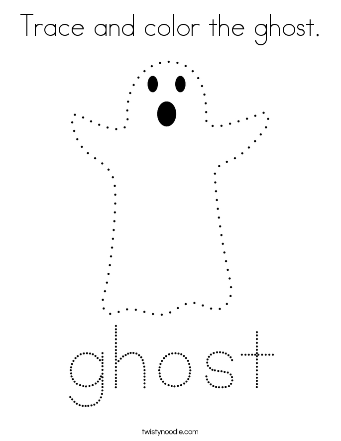 Trace and color the ghost. Coloring Page