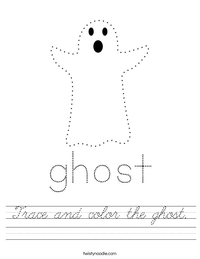 Trace and color the ghost. Worksheet