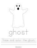 Trace and color the ghost. Worksheet