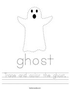 Trace and color the ghost Handwriting Sheet