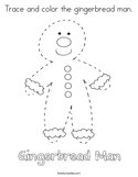 Trace and color the gingerbread man Coloring Page