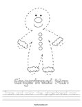 Trace and color the gingerbread man. Worksheet