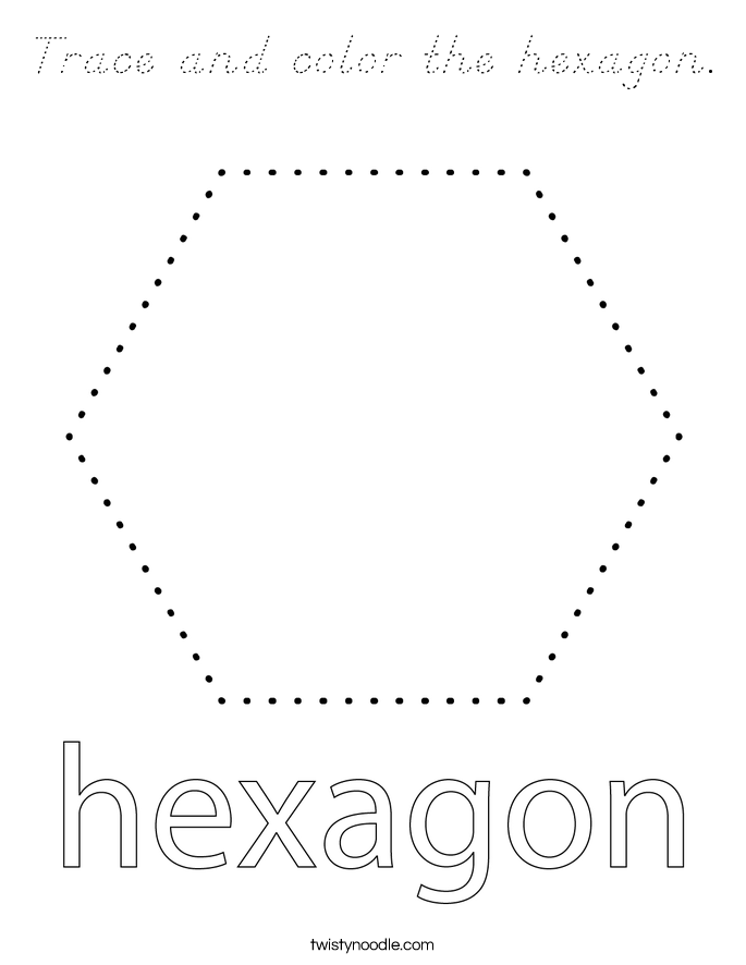 Trace and color the hexagon. Coloring Page