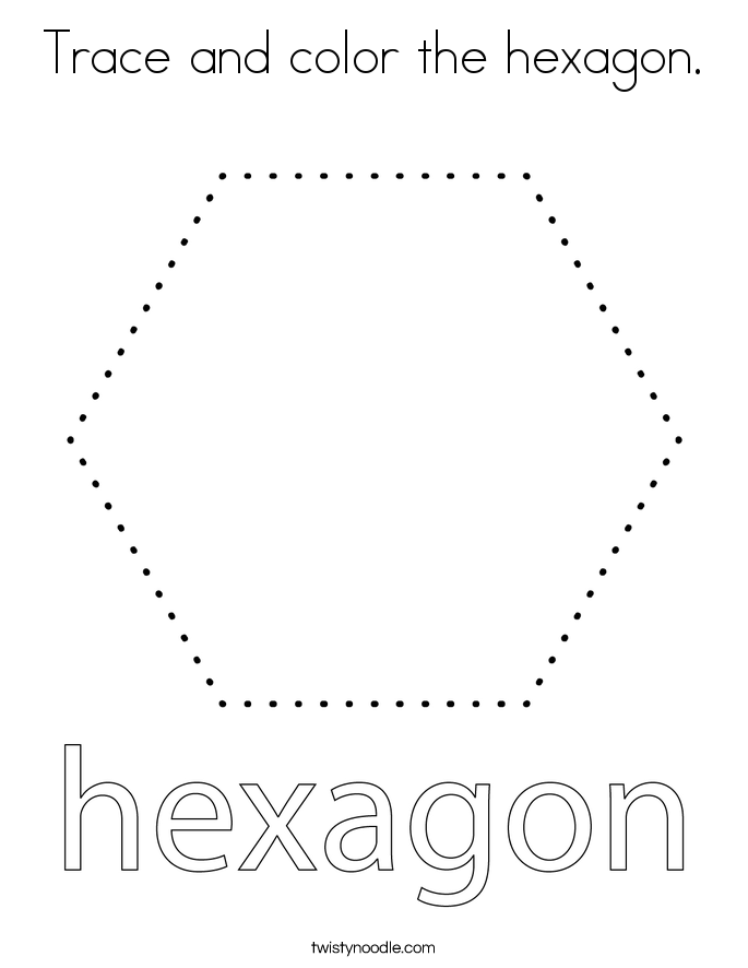 Trace and color the hexagon. Coloring Page