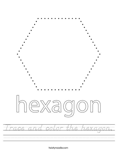 Trace and color the hexagon. Worksheet