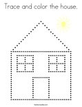 Trace and color the house. Coloring Page
