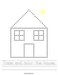 Trace and color the house. Worksheet