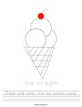 Trace and color the ice cream cone. Worksheet