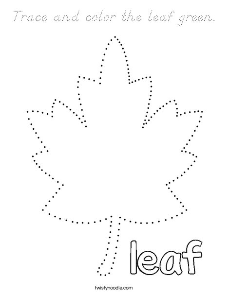 Trace and color the leaf green. Coloring Page