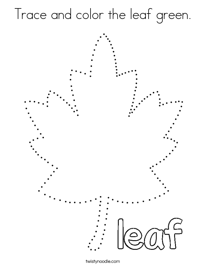 Trace and color the leaf green. Coloring Page