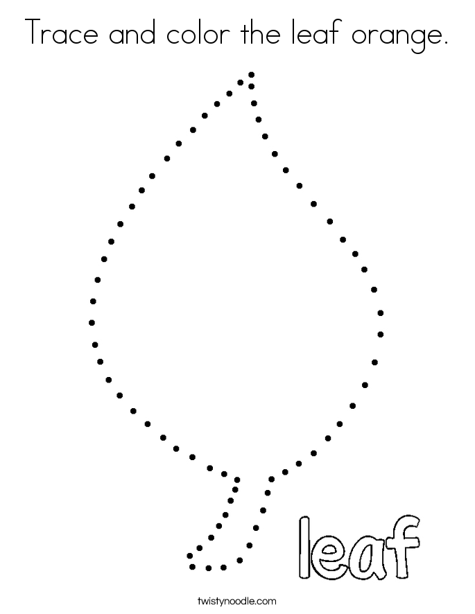 Trace and color the leaf orange. Coloring Page