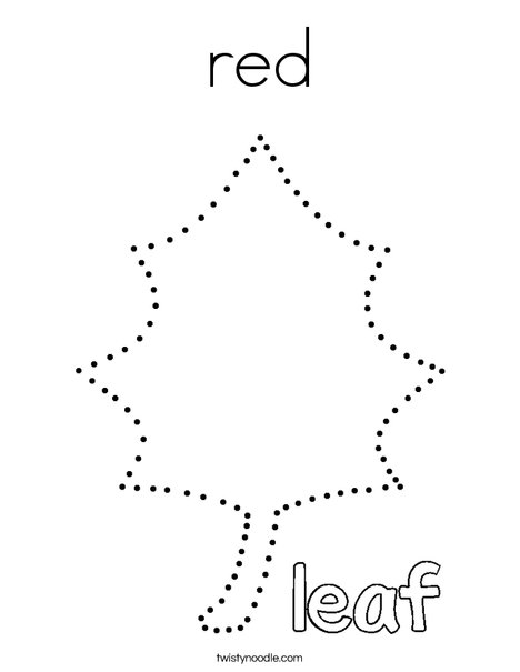 Trace and color the leaf red. Coloring Page