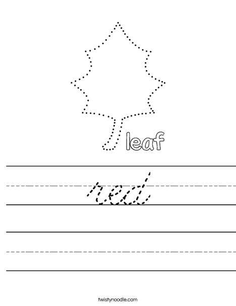 Trace and color the leaf red. Worksheet