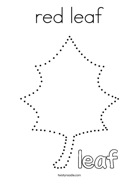 Trace and color the leaf red. Coloring Page