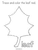 Trace and color the leaf red Coloring Page