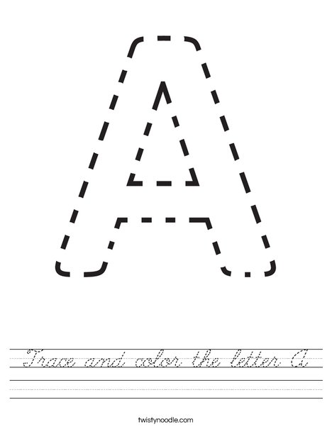 Trace and color the letter A. Worksheet