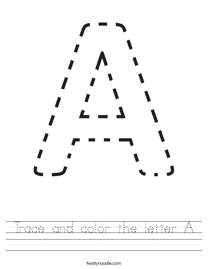 Download Trace and color the letter A Worksheet - Twisty Noodle
