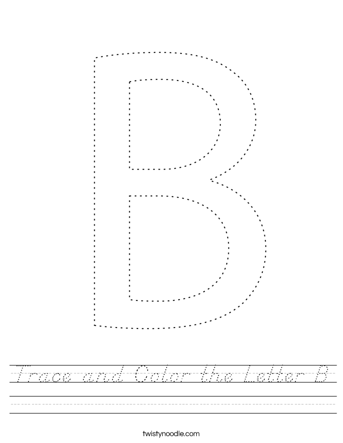 Trace And Color The Letter B Worksheet - D'Nealian - Twisty Noodle