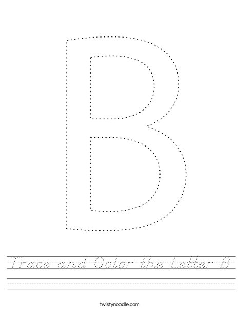 Trace and Color the letter B. Worksheet