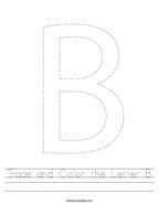 Trace and Color the Letter B Handwriting Sheet