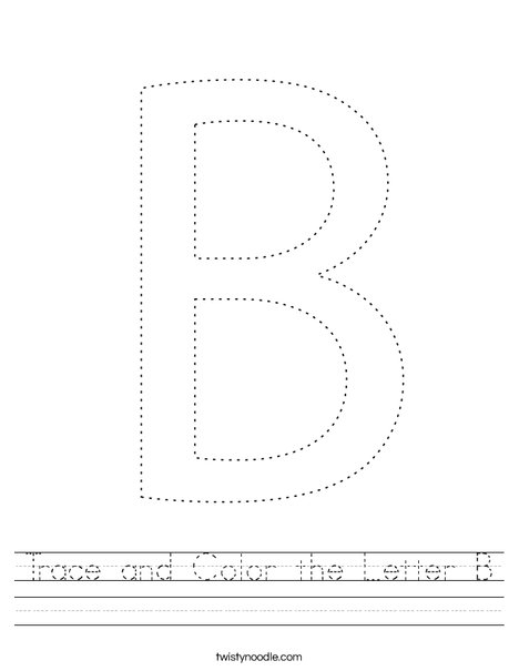 trace and color the letter b worksheet twisty noodle