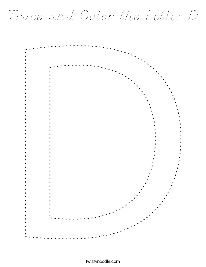 trace and color the letter d coloring page dnealian