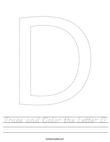 Trace and Color the Letter D Worksheet