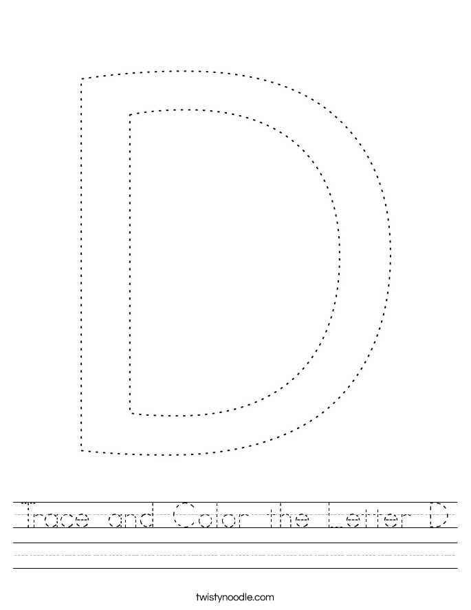 Trace And Color The Letter D Worksheet Twisty Noodle Trace And Color The Letter D Worksheet Twisty Noodle